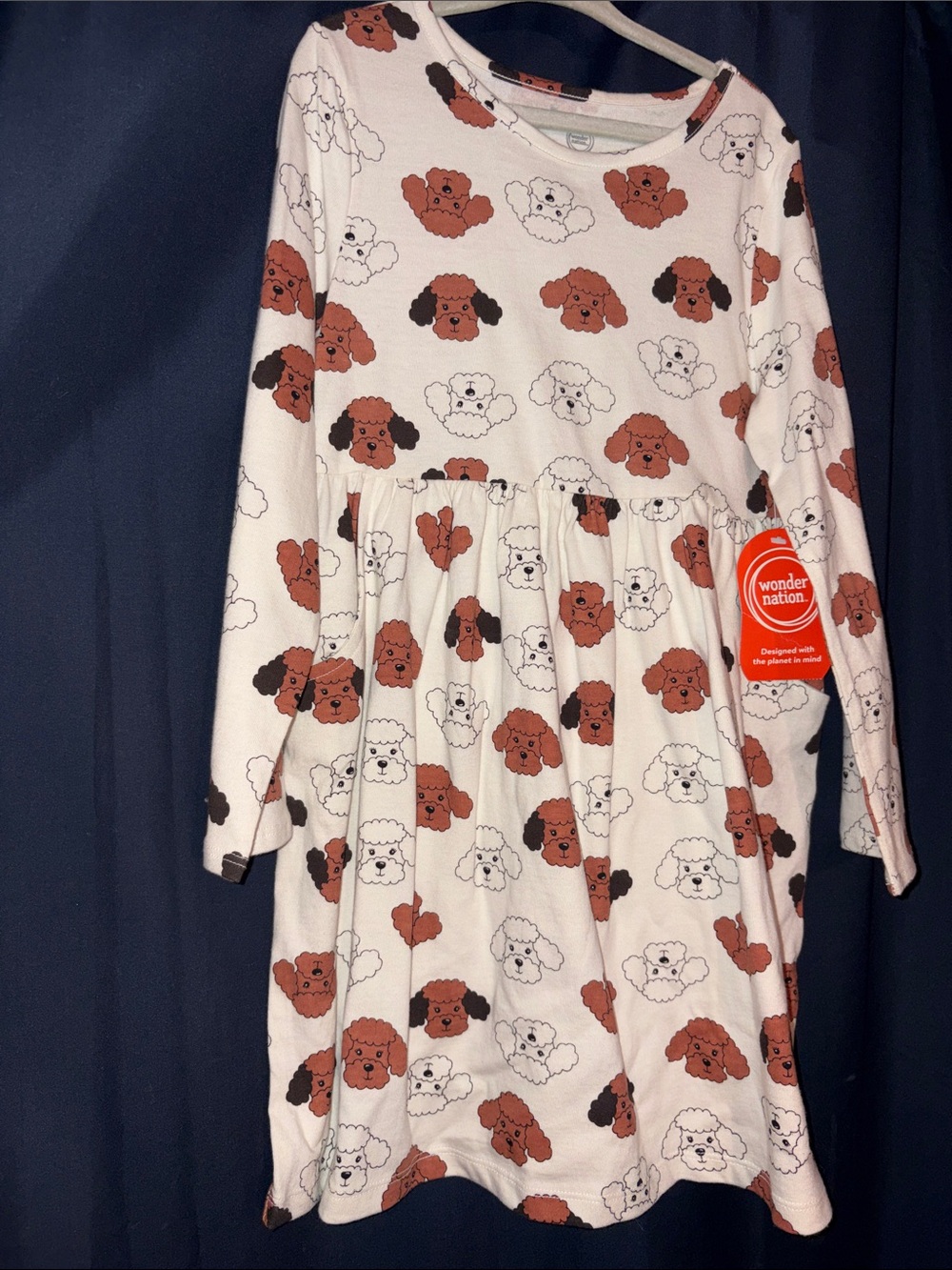 wonder nation White Dress with Rust & Black Puppy Faces